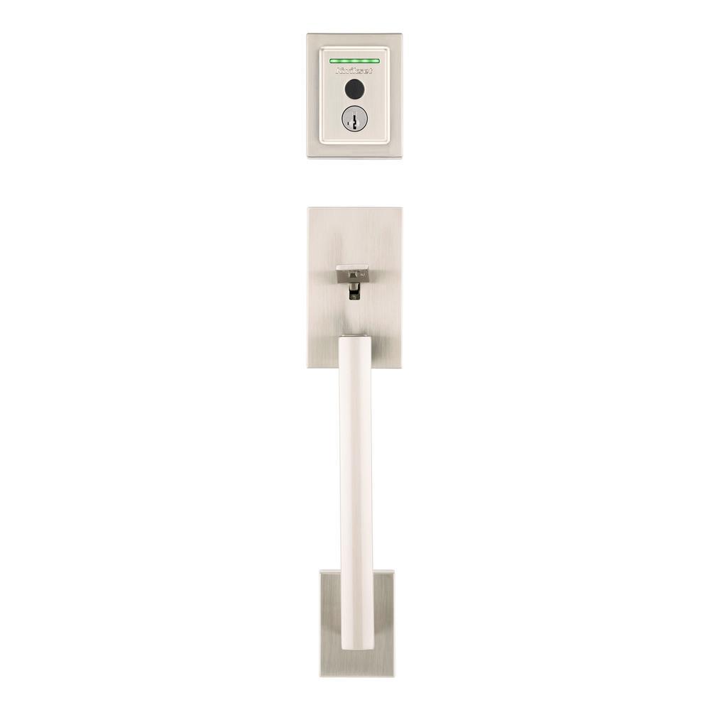 Halo Touch Satin Nickel CNT Fingerprint WiFi Elec Smart Lock Deadbolt Feat SmartKey Security with San Clemente Handleset - Super Arbor