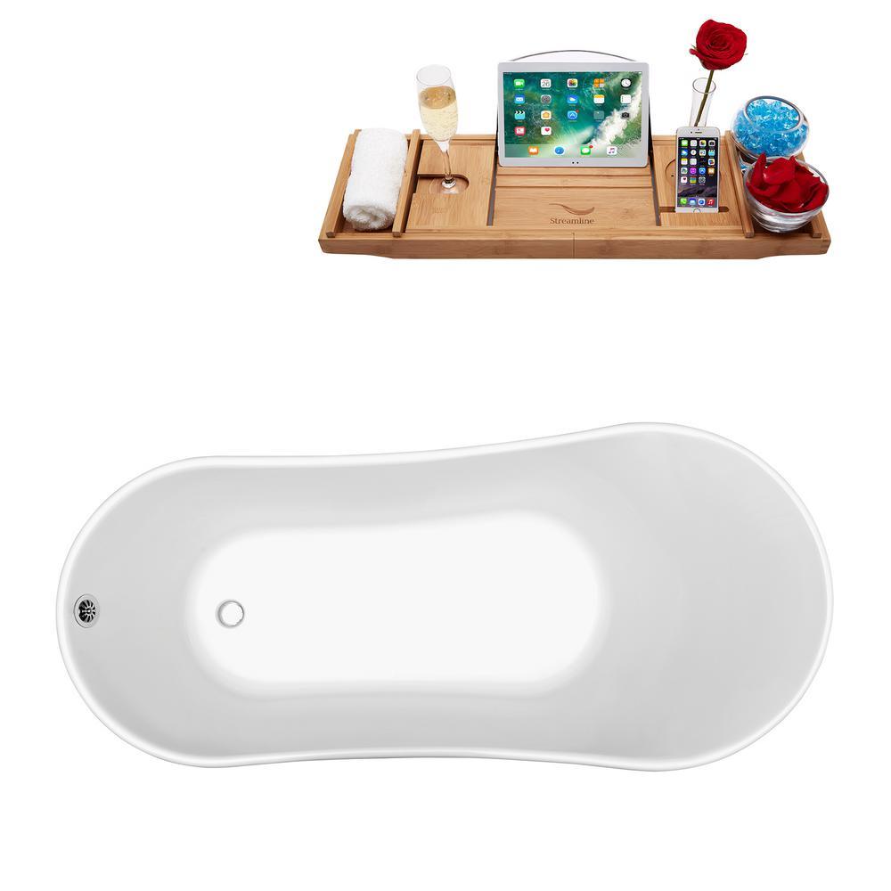 66.9 in. Acrylic Clawfoot Non-Whirlpool Bathtub in White - Super Arbor