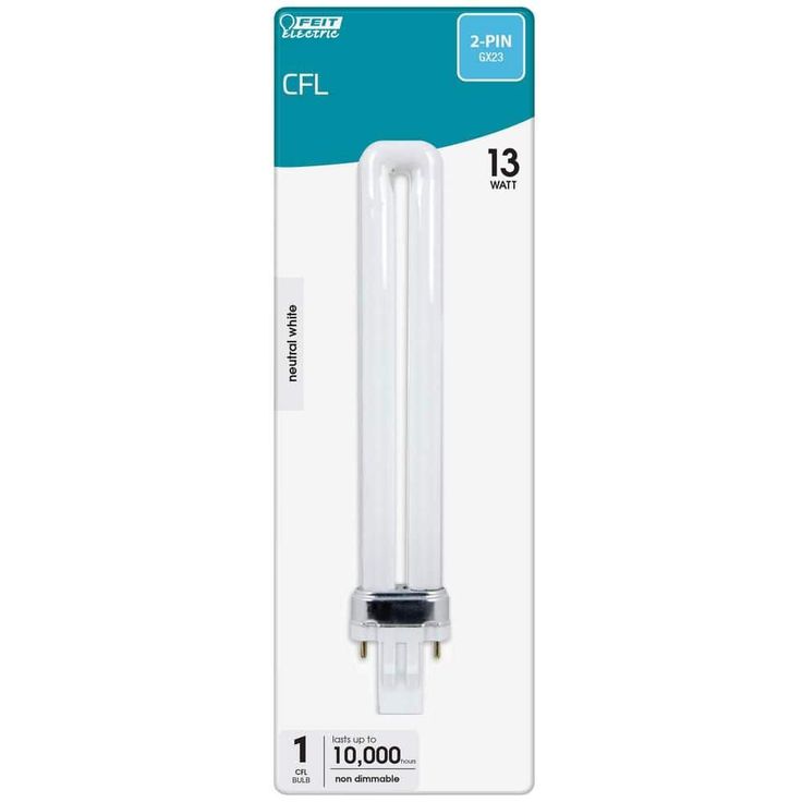 13-Watt Equivalent PL CFLNI Twin Tube 2-Pin GX23 Base Compact Fluorescent CFL Light Bulb, Bright White 3500K (1-Bulb)