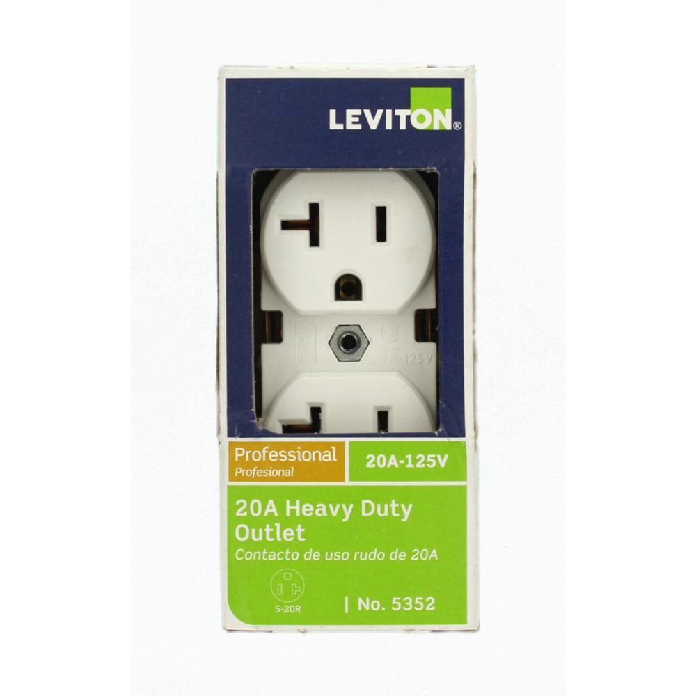 20 Amp Industrial Grade Heavy Duty Self Grounding Duplex Outlet, White - Super Arbor