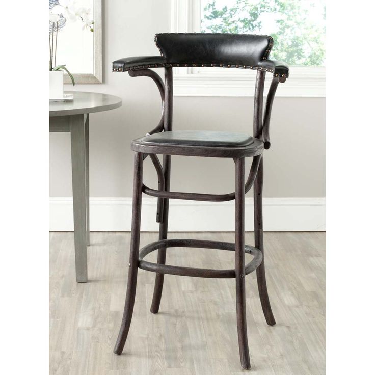 Safavieh Kenny Antique Black Upholstered Bar Stool