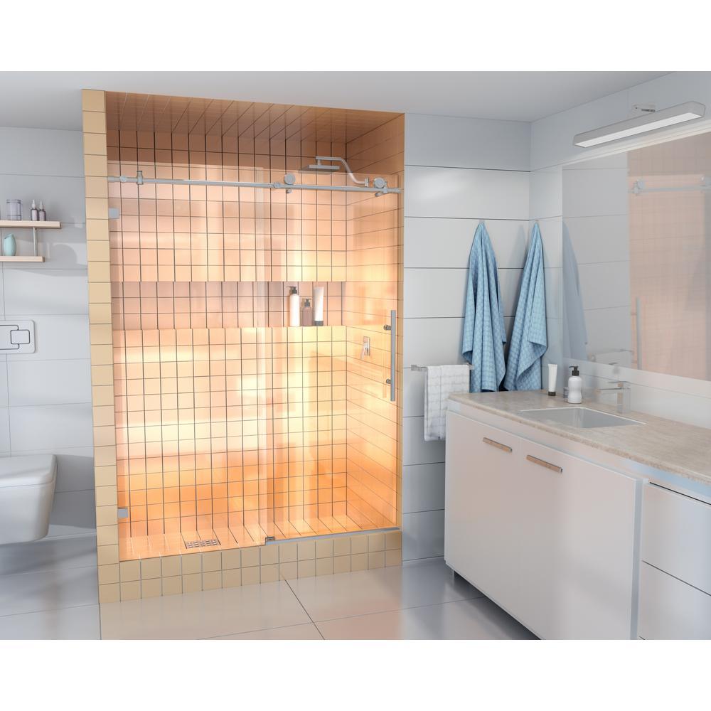 60 in. x 78 in. Frameless Sliding Shower Door in Brushed Nickel - Super Arbor