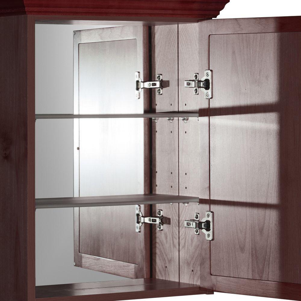 Ultraline 19 in. W x 27 in. H x 6-1/2 in. D Framed Surface-Mount Bathroom Medicine Cabinet in Dark Alder - Super Arbor