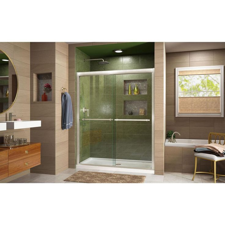 DreamLine Duet 44-48 in. W x 72 in. H Semi-Frameless Bypass Sliding Shower Door, Brushed Nickel