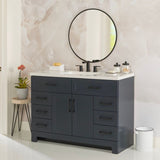 Style Selections Cauley 48-in Deep Blue Single Sink Bathroom Vanity with White Cultured Marble Top