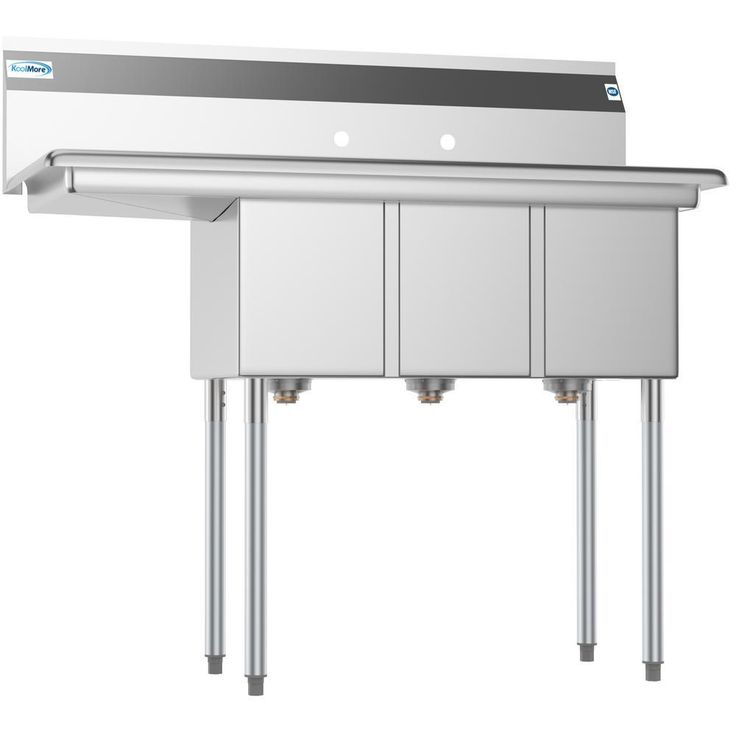 Freestanding Stainless Steel 45 in. 2-Hole Triple Bowl Commercial Kitchen Sink