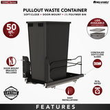 Rev-A-Shelf 35-Quart Plastic Soft-Close Pull-Out Trash Can, 53WC Series