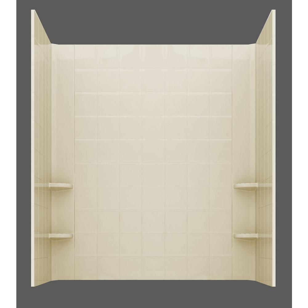 Rampart 3.9 ft. Walk-in Whirlpool and Air Bathtub with 6 in. Tile Easy Up Adhesive Wall Surround in Biscuit - Super Arbor