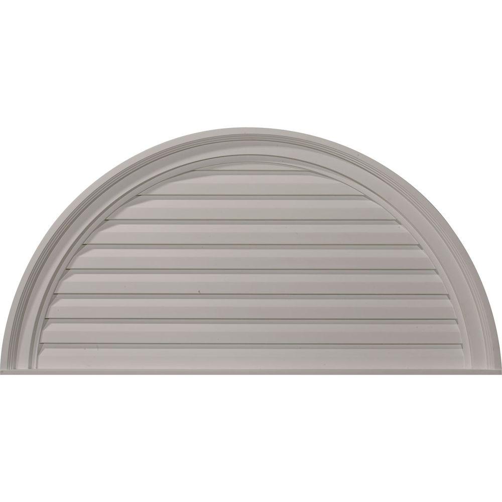 36 in. x 18 in. Half Round Primed Polyurethane Paintable Gable Louver Vent - Super Arbor