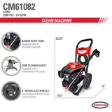 Simpson Clean Machine by SIMPSON CM61082 3200 PSI at 2.4 GPM 196cc Cold Water Residential Gas Pressure Washer