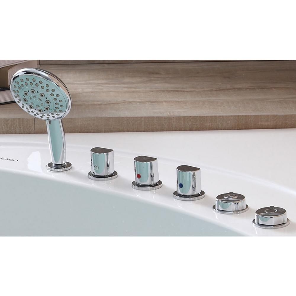 59 in. Acrylic Offset Drain Corner Apron Front Whirlpool Bathtub in White - Super Arbor