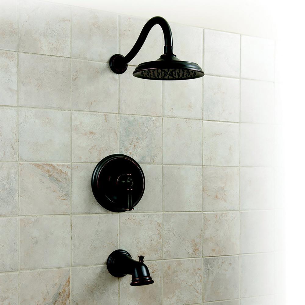 Single-Handle 1 Spray pressure balance Tub and Shower Faucet in Oil Rubbed Bronze Valve Included. - Super Arbor