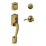 Camelot Aged Bronze Single Cylinder Deadbolt with Accent Lever Door Handleset - Super Arbor