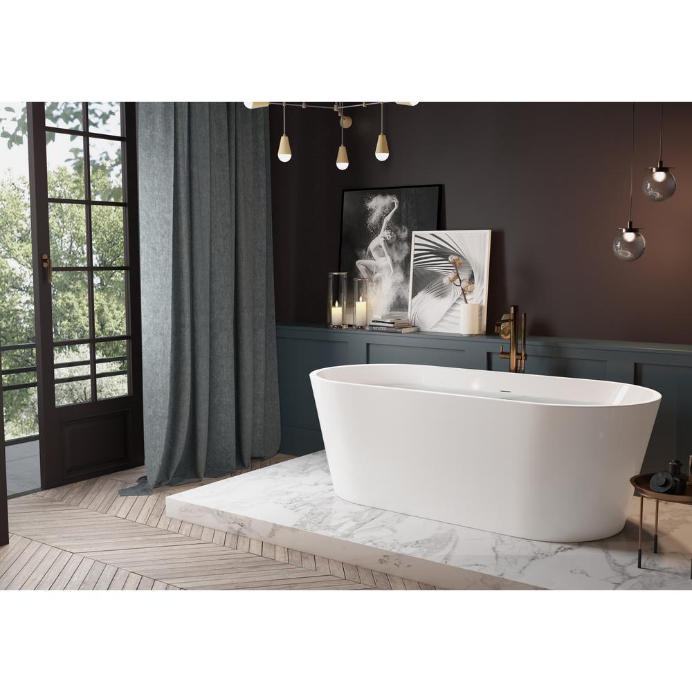 67 in. Fiberglass Double Ended Flatbottom Non-Whirlpool Bathtub In Glossy White - Super Arbor