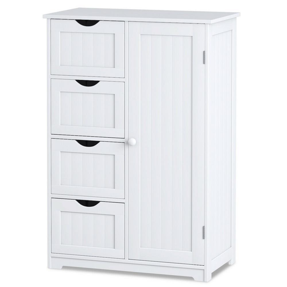 Decora Ready to Assemble 12 in. x 32 in. x 22 in. Wooden 4-Drawer Bath Cabinet Storage Cupboard with 2-Shelves in White - Super Arbor
