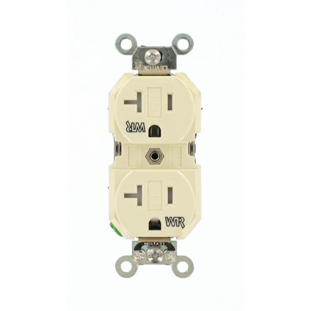20 Amp Industrial Grade Weather/Tamper Resistant Self Grounding Duplex Outlet, White - Super Arbor