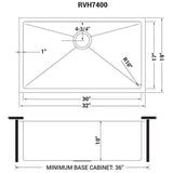 Undermount Stainless Steel 32 in. Single Bowl Kitchen Sink 16-Gauge - Super Arbor