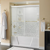 Crestfield 60 in. x 58-1/8 in. Traditional Semi-Frameless Sliding Bathtub Door in Bronze and 1/4 in. (6mm) Niebla Glass - Super Arbor