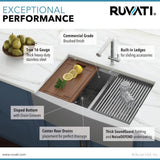 Apron-Front Stainless Steel 36 in. 16-Gauge Workstation 50/50 Double Bowl Farmhouse Kitchen Sink - Super Arbor