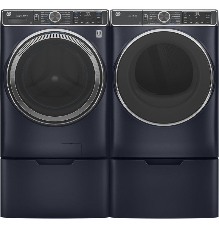 GE 7.8 cu. ft. Smart 240-Volt Sapphire Blue Stackable Electric Vented Dryer with Steam and Sanitize Cycle, ENERGY STAR