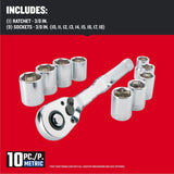 Craftsman 10-Piece Metric Socket Set, 3/8 in. Drive, 6-Point Standard