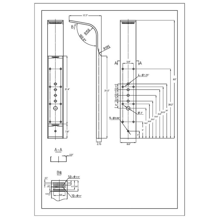 63 in. 8-Jet Shower Panel System in Stainless Steel with Rainfall Waterfall LED Shower Head and Hand Shower Wand