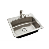 All-in-One Stainless Steel 33 in. 2-Hole Single Bowl Drop-in Kitchen Sink Kit with Faucet and Strainer - Super Arbor