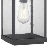 Park Court 1-Light 19 in. Textured Black Outdoor Wall Lantern with Clear Seeded Glass