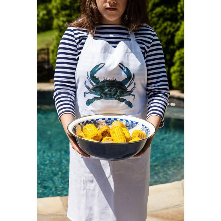 Blue Crab 4 qt. Enamelware Round Serving Bowl