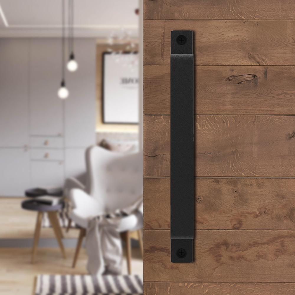 10 in. Black Steel Sliding Barn Door Handle - Super Arbor