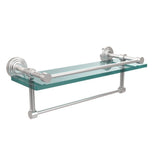 16 in. L  x 5 in. H  x 5 in. W Clear Glass Bathroom Shelf with Towel Bar in Polished Nickel - Super Arbor