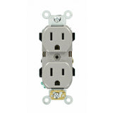 15 Amp Industrial Grade Narrow-Body Duplex Outlet, White - Super Arbor