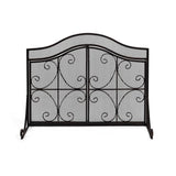 Pendleton Modern Black and Copper Three Panel Iron Fire Screen with Door - Super Arbor