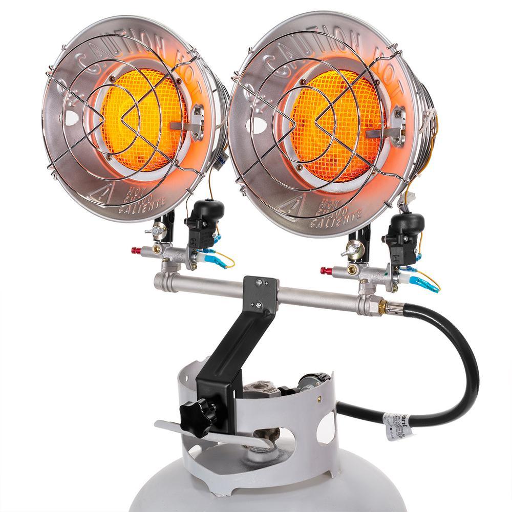 30,000 BTU Radiant Dual Burner Tank Top Propane Portable Heater with Adjustable Burner Head - Super Arbor