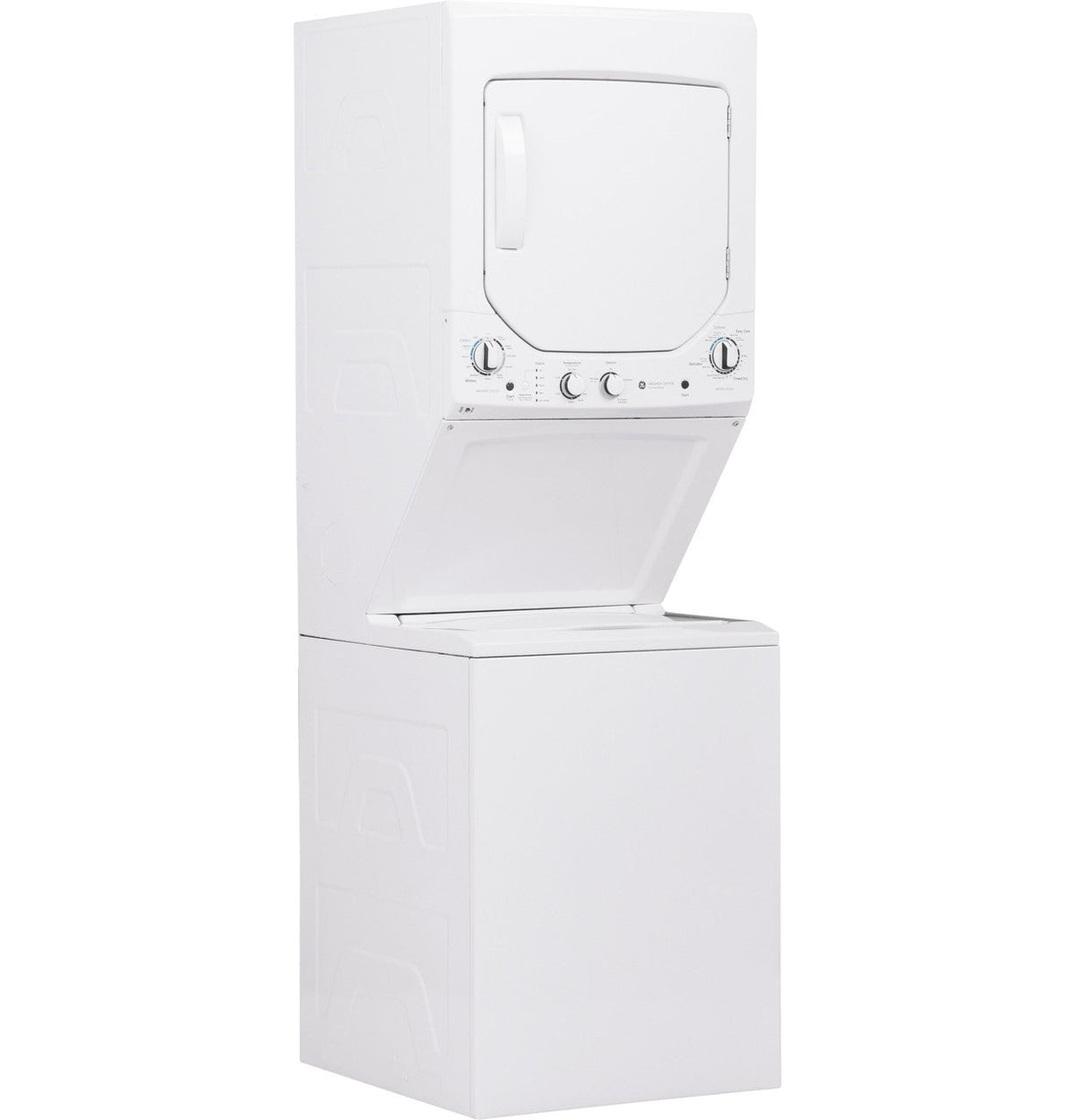 GE Electric Stacked Laundry Center with 2.3-cu ft Washer and 4.4-cu ft Dryer, White, 23.75-in W