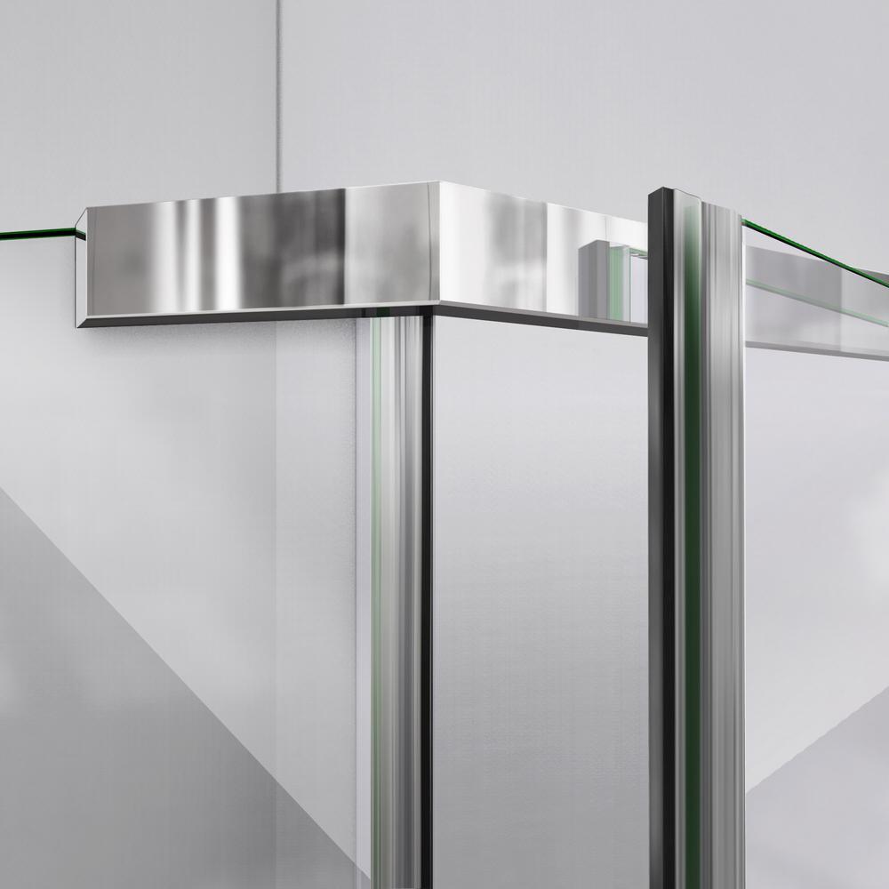 Prism 36-1/8 in. x 36-1/8 in. x 72 in. Semi-Frameless Neo-Angle Pivot Shower Enclosure in Brushed Nickel - Super Arbor