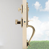 Prestige Avendale Single Cylinder Lifetime Polished Brass Door Handleset & Arch Rose Tobin Door Lever feat SmartKey - Super Arbor