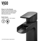 VIGO Sottile Glass Vessel Bathroom Sink in Black with Amada Faucet in Matte Black