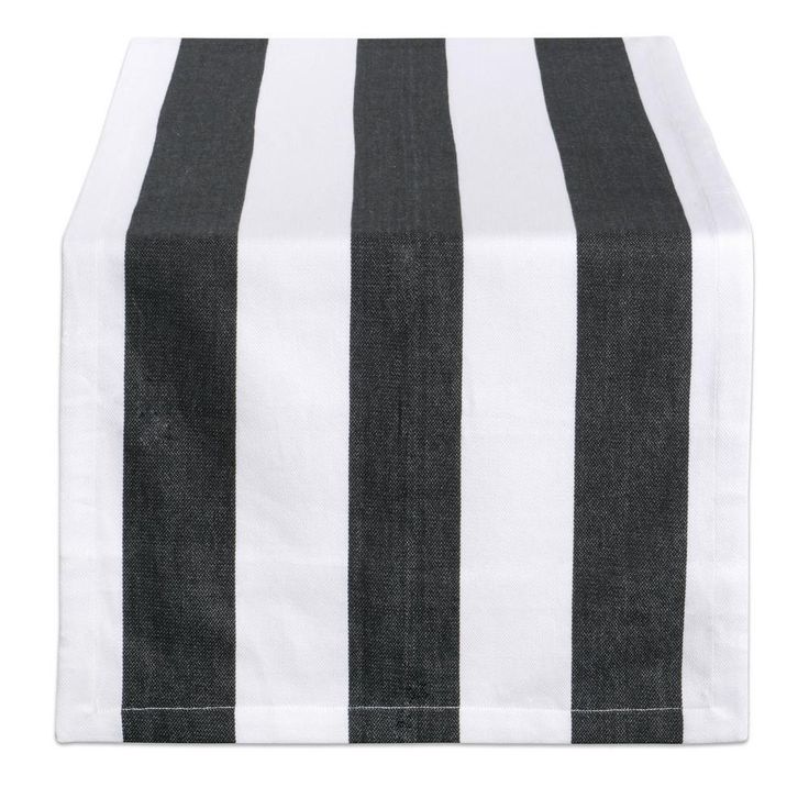 Navy Dobby Stripe Cotton Table Runner