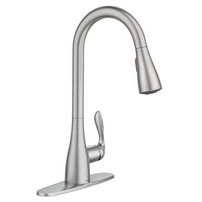 Moen Georgene Spot Resist Stainless 1-Handle Deck-Mount Pull-Down Handle Kitchen Faucet (Deck Plate Included)