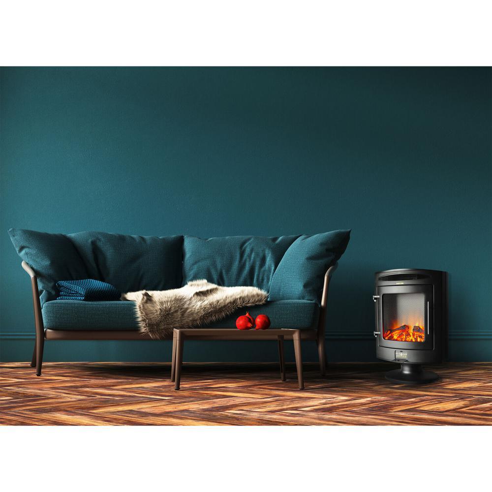 20 in. Freestanding Electric Fireplace 1500-Watt with Log Display in Black - Super Arbor