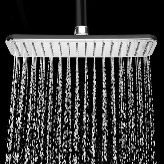 1-Spray 13.75 in. Single Wall Mount Fixed Rain Shower Head in Black Chrome - Super Arbor