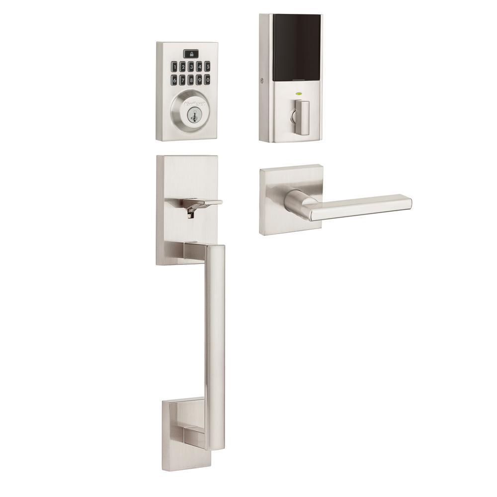 SmartCode 913 Contemporary Venetian Bronze Electronic Deadbolt with San Clemente Handleset and Halifax Interior Lever - Super Arbor
