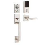 SmartCode 913 Contemporary Venetian Bronze Electronic Deadbolt with San Clemente Handleset and Halifax Interior Lever - Super Arbor