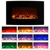 36 in. Curved Color Changing Electric Fireplace Wall Mount Floor Stand in Black - Super Arbor