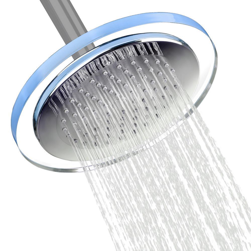 1-Spray 7.68 in. Single Wall Mount Fixed Rain Shower Head in Blue - Super Arbor