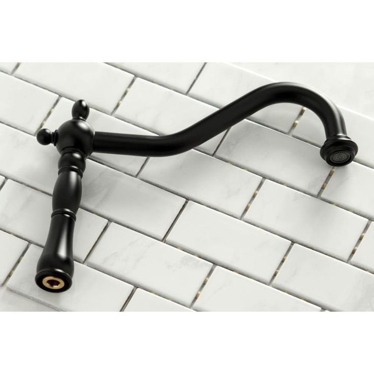 Kingston Brass Heritage Matte Black 2-Handle Deck-Mount Bridge Handle Kitchen Faucet