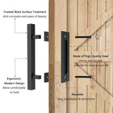 10 in. Black Square Pull and Flush Sliding Barn Door Handle Set - Super Arbor