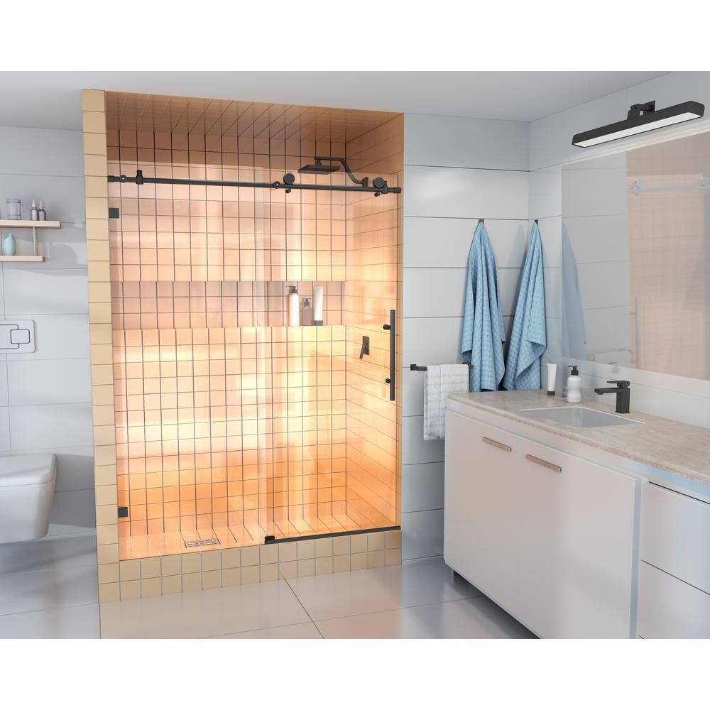 60 in. x 78 in. Frameless Sliding Shower Door in Brushed Nickel - Super Arbor
