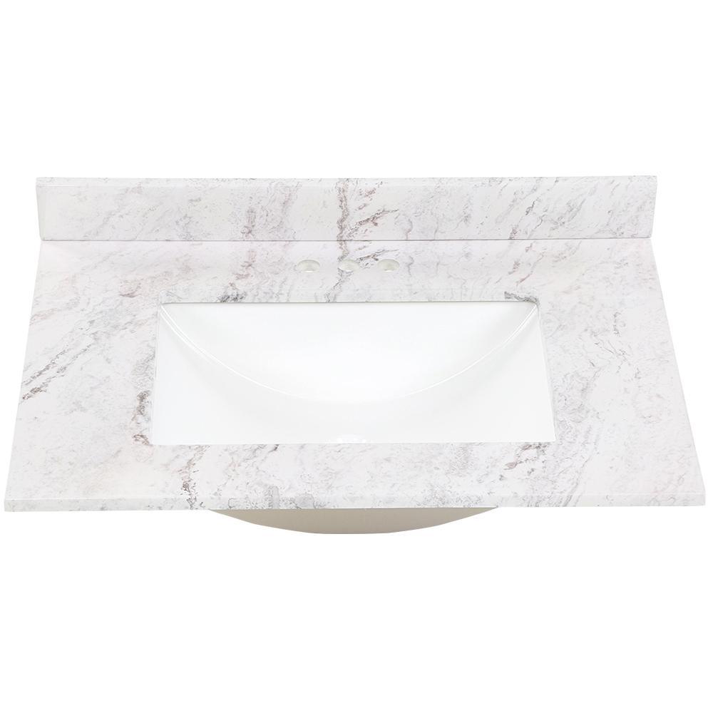 37 in. W x 22 in. D Stone Effects Vanity Top in Cold Fusion with White Sink - Super Arbor